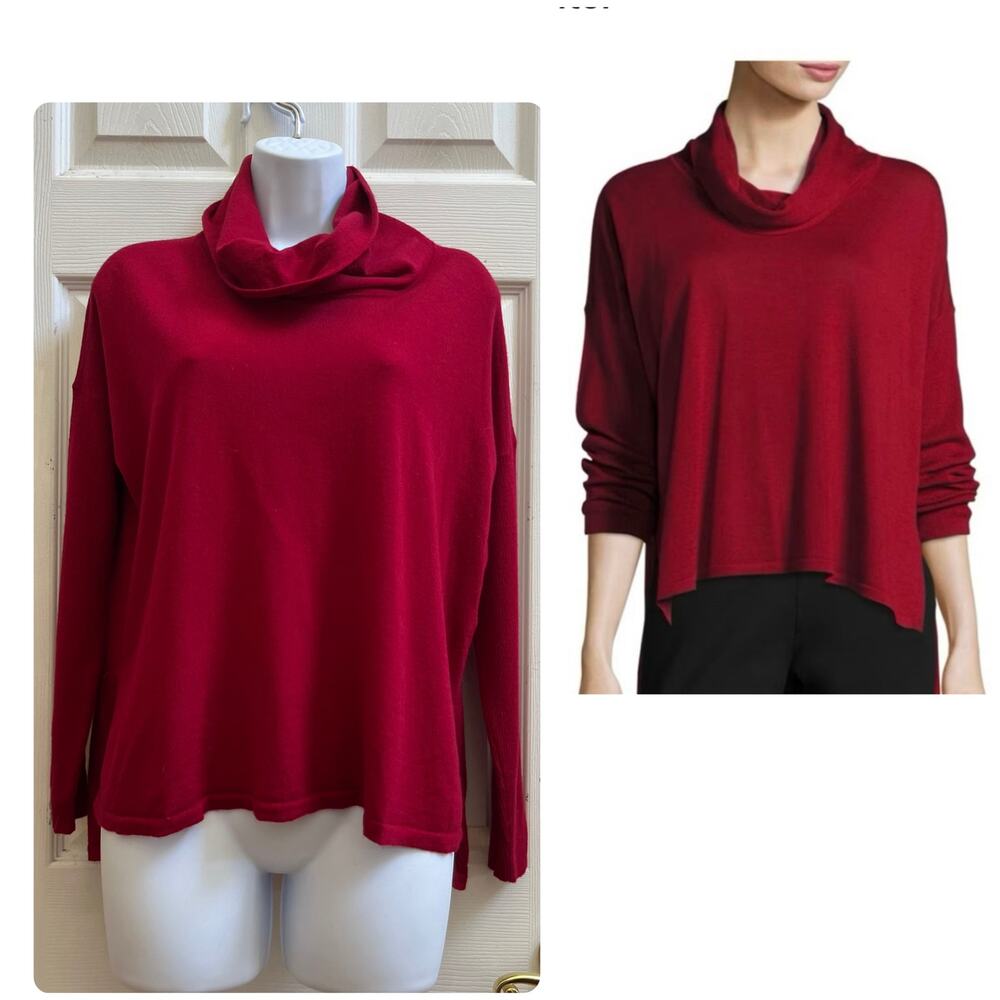 Eileen Fisher Merino Wool Cowl Neck Dolman Sleeve Pullover Sweater Small Cozy